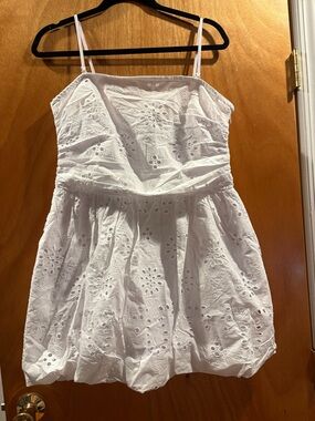 White Eyelet Mini Dress with removable Spaghetti Straps